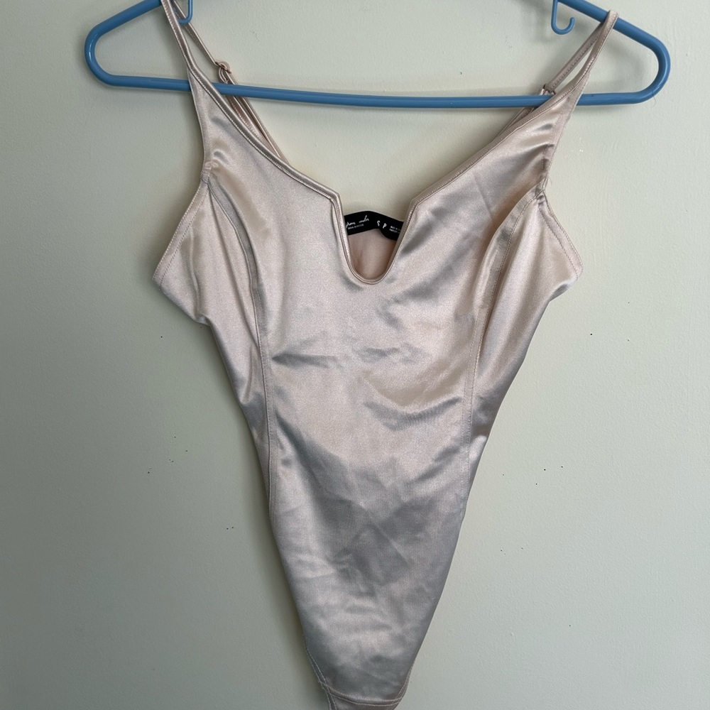Urban Outfitters champagne satin bodysuit